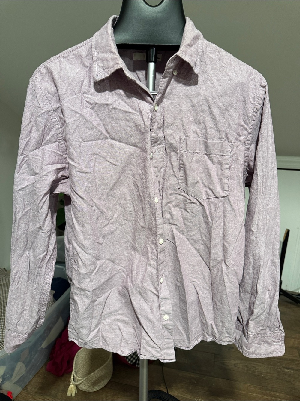 Men's Casual Long-Sleeve Button-Down Shirt — Light Lavender
